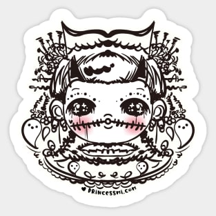 cute halloween whimsical cute girl illustration Sticker